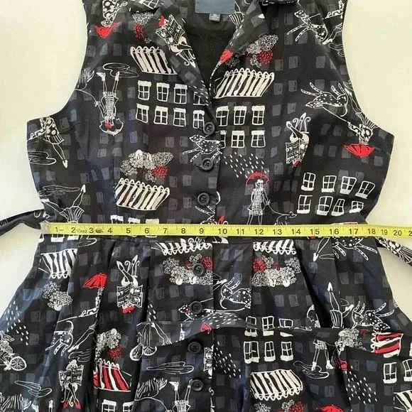 ModCloth Community Brunch Belted Sleeveless Shirt Dress XL Black - Picture 11 of 13